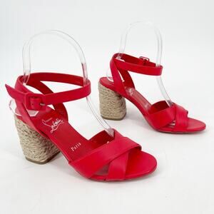NWOB Christian Louboutin Summer Mariza 85 Red Espadrilles Heels Sandals EU 36